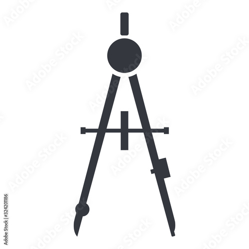 Vector Single Black Silhouette Icon - Drawing Compass