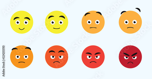 Emoji Face Changes Animation Angry Cartoon Character Vector Illustration