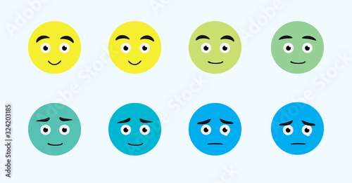 Emoji Face Changes Animation Sad Cartoon Character Vector Illustration