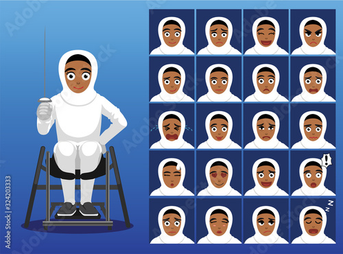 Para-Athlete Wheelchair Fencing Cartoon Character Vector Illustration-01