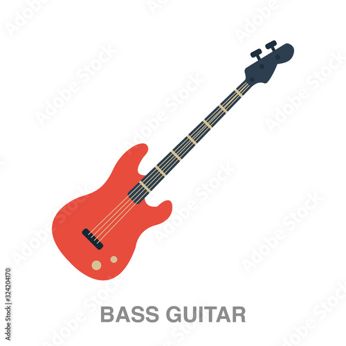 bass guitar flat icon on white transparent background. You can be used black ant icon for several purposes.