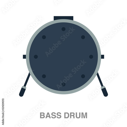bass drum flat icon on white transparent background. You can be used black ant icon for several purposes.