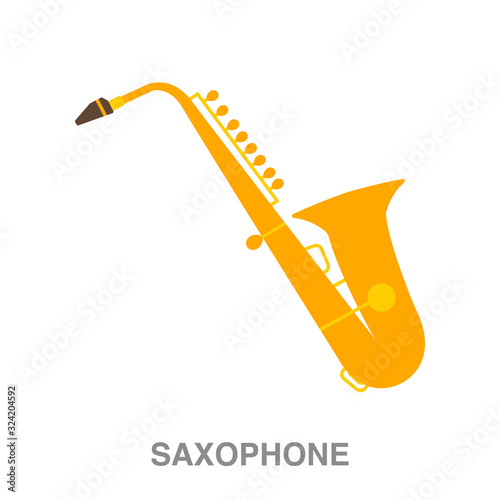 saxophone flat icon on white transparent background. You can be used black ant icon for several purposes.