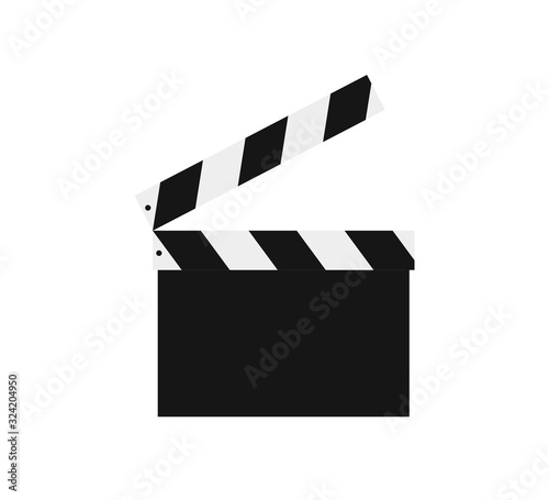 Film clapper board isolated on white background. Vector isolated illustration. Blank movie clapper.