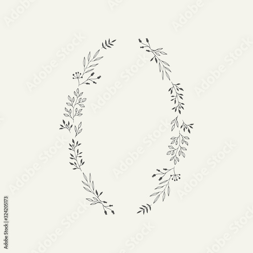 Elegant oval wreath for wedding design.