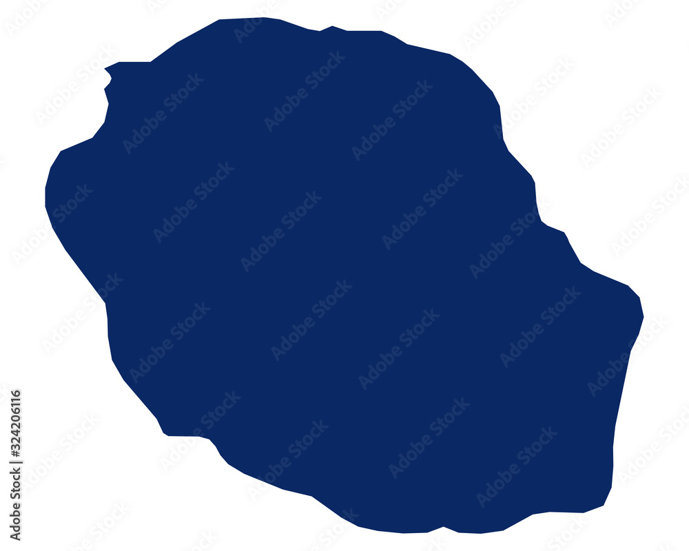 Karte von La Reunion in blauer Farbe