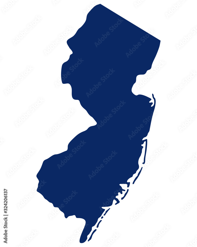 Karte von New Jersey in blauer Farbe Karte von New Jersey in blauer Farbe