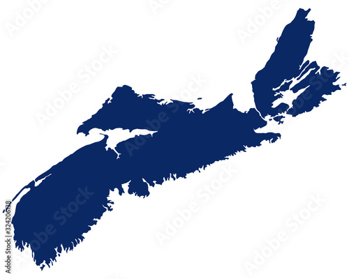 Fotografia Karte von Nova Scotia in blauer Farbe