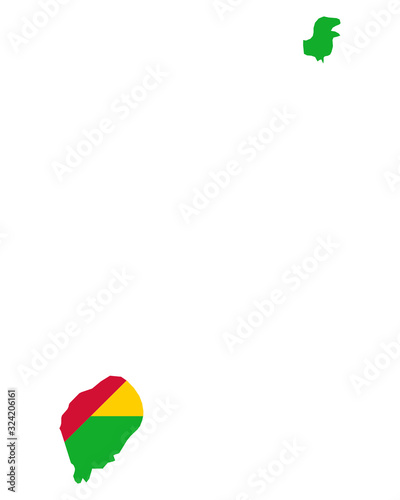 Fahne in Landkarte von Sao Tome und Principe
