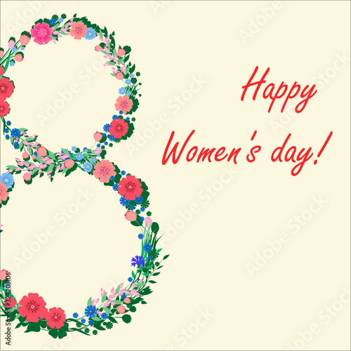 Wallpaper Mural  Postcard March 8. March 8 is International Women's Day. Vector illustration. Torontodigital.ca