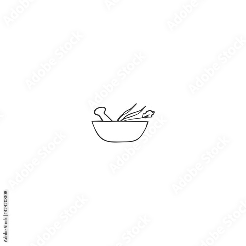 A magic herb potion. Hand drawn isolated icon, vector logo element.
