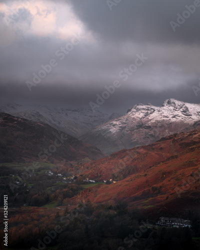 Snowcapped mountains of the lake district 
