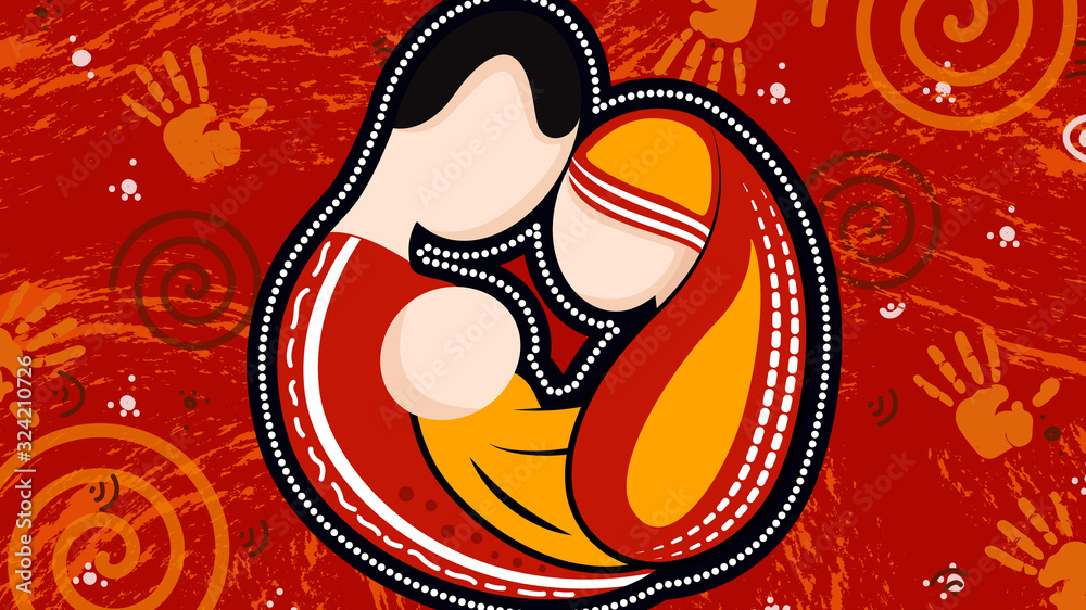 Aboriginal dot art vector painting. Family concept Stock Vector | Adobe ...