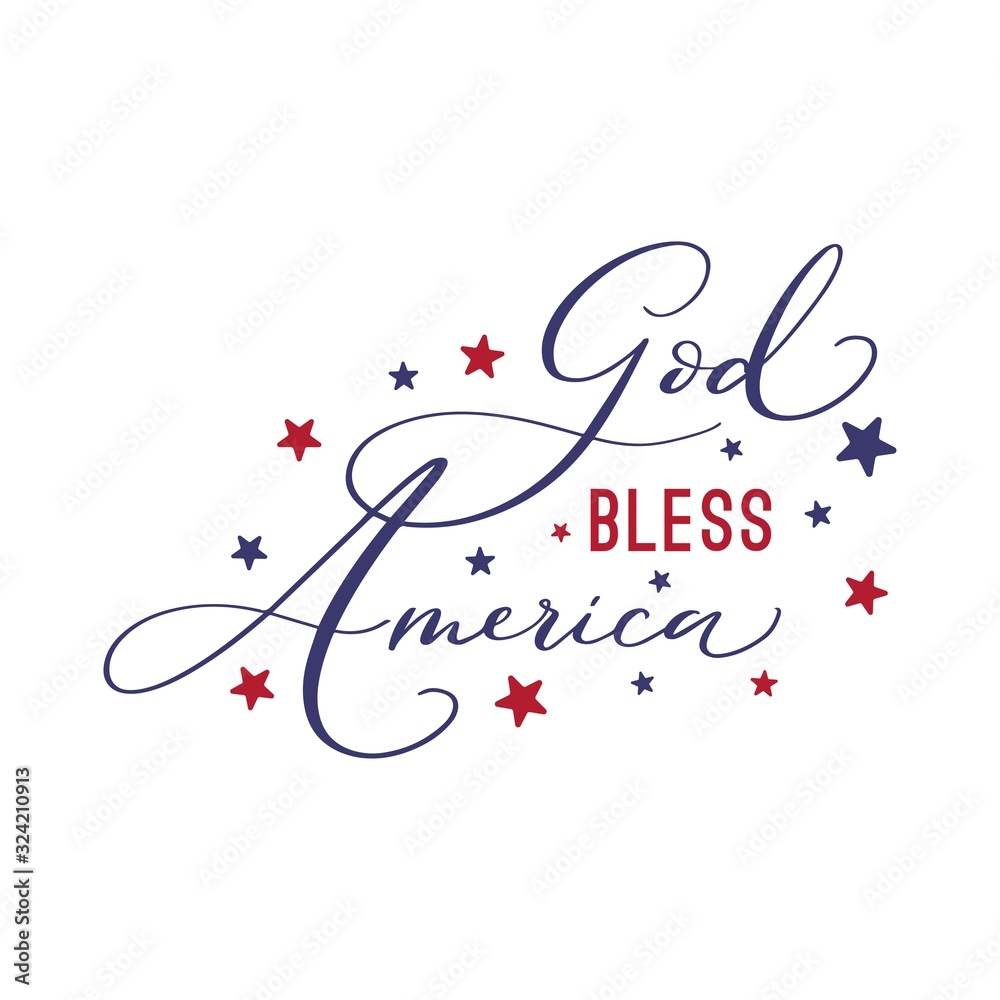 God bless America. Vector Typography hand drawn lettering.Illustration ...