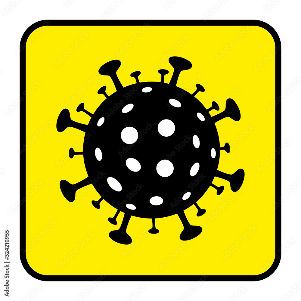 Coronavirus logo icon yellow. Coronavirus 2019-nCoV Black Coronavirus logo icon yellow. Coronavirus 2019-nCoV Black
