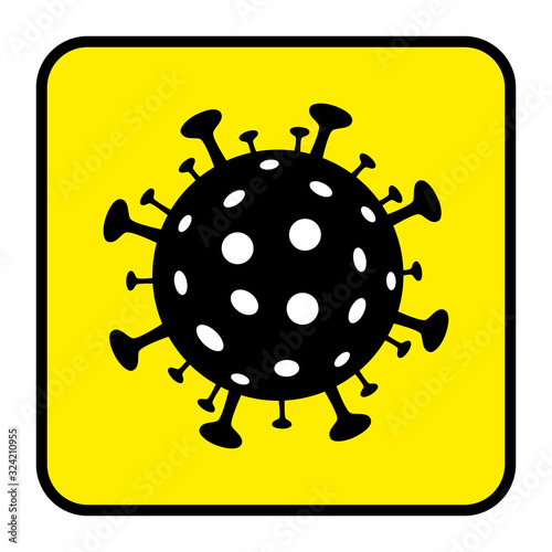 Coronavirus logo icon yellow. Coronavirus 2019-nCoV Black