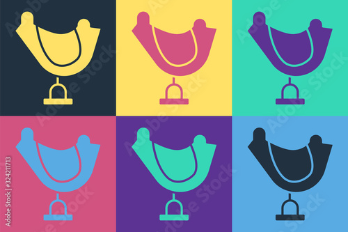 Pop art Wild west saddle icon isolated on color background. Vector Illustration