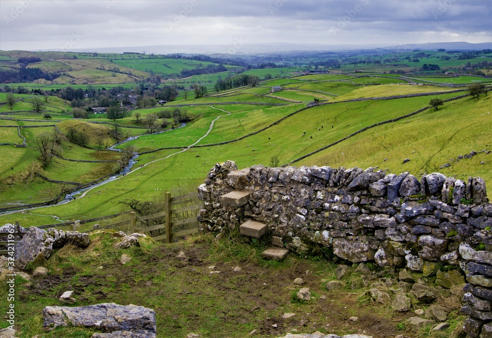 View of Malham Tarn Estate, from the top of Malham Cove, Yorkshire Dales