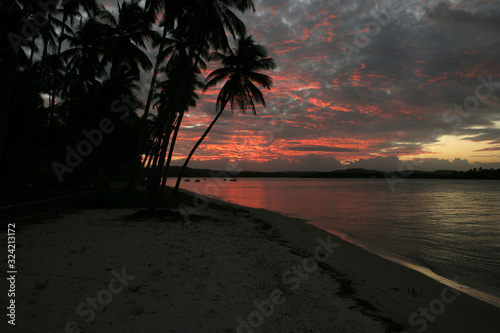 Sunset landscape at Praia dos Carneiros in northeastern Brazil.