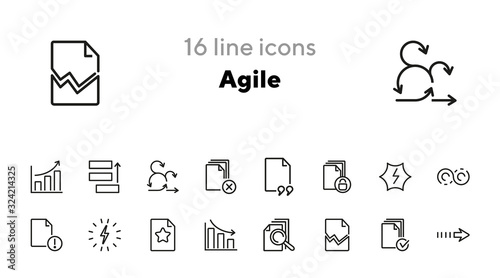 Agile line icon set. Task priority, growth chart, idea. Project management concept. Can be used for topics like business, scrum, analysis
