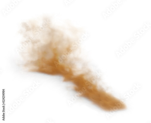Dust sand cloud on a dusty road from a car.