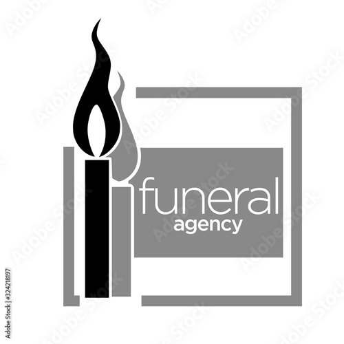 Interment service, funeral agency isolated icon, memorial candle