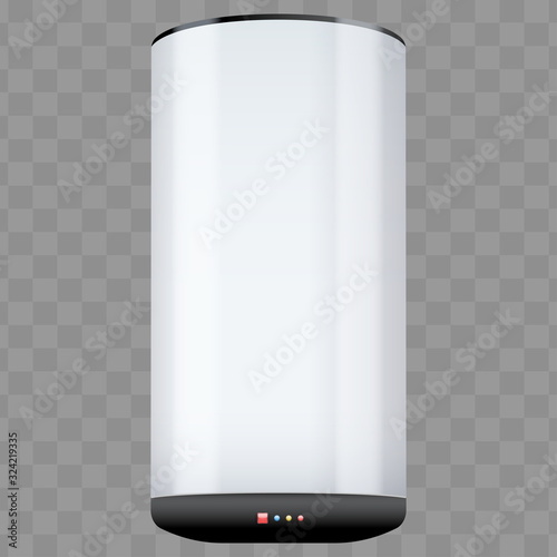 Water heater Boiler with temperature control. Home appliances for comfort. White color Editable Vector Illustration isolated on transparent background.