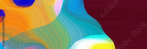Photos artistic designed horizontal header with cadet blue, pastel orange and dark red colors