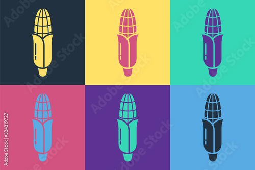 Pop art Corn icon isolated on color background. Vector Illustration