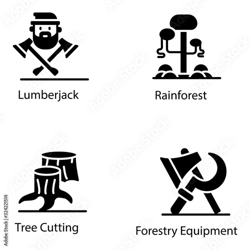  Forestation Solid Icon Vectors Pack