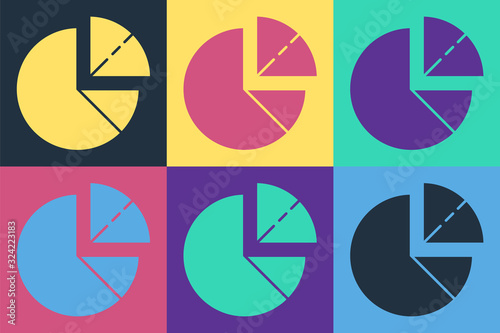 Pop art Pie chart infographic icon isolated on color background. Diagram chart sign. Vector Illustration