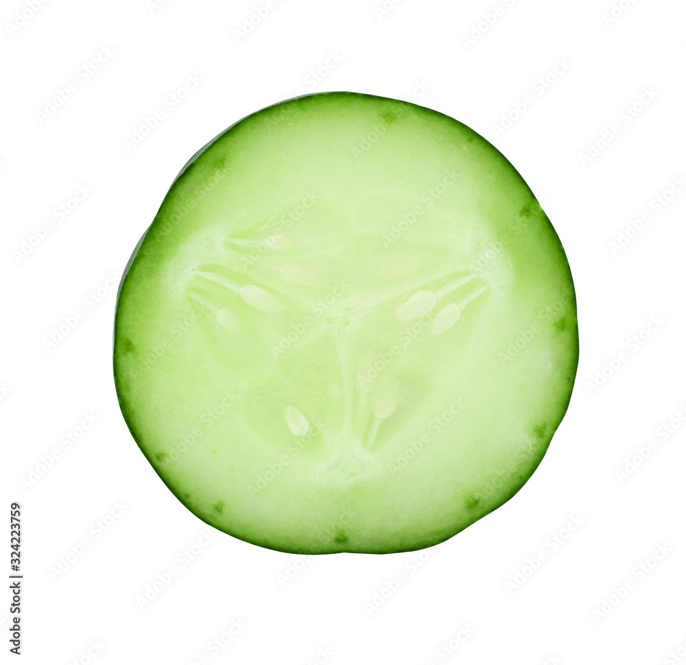Sliced cucumber isolated on a white background,single. Sliced cucumber isolated on a white background,single.