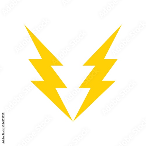 Creative Pair of Lightning Electric ThunderBolt Danger Vector Logo Icon Template for Electricity, Power, Plant, And Energy Bussiness Industry Company