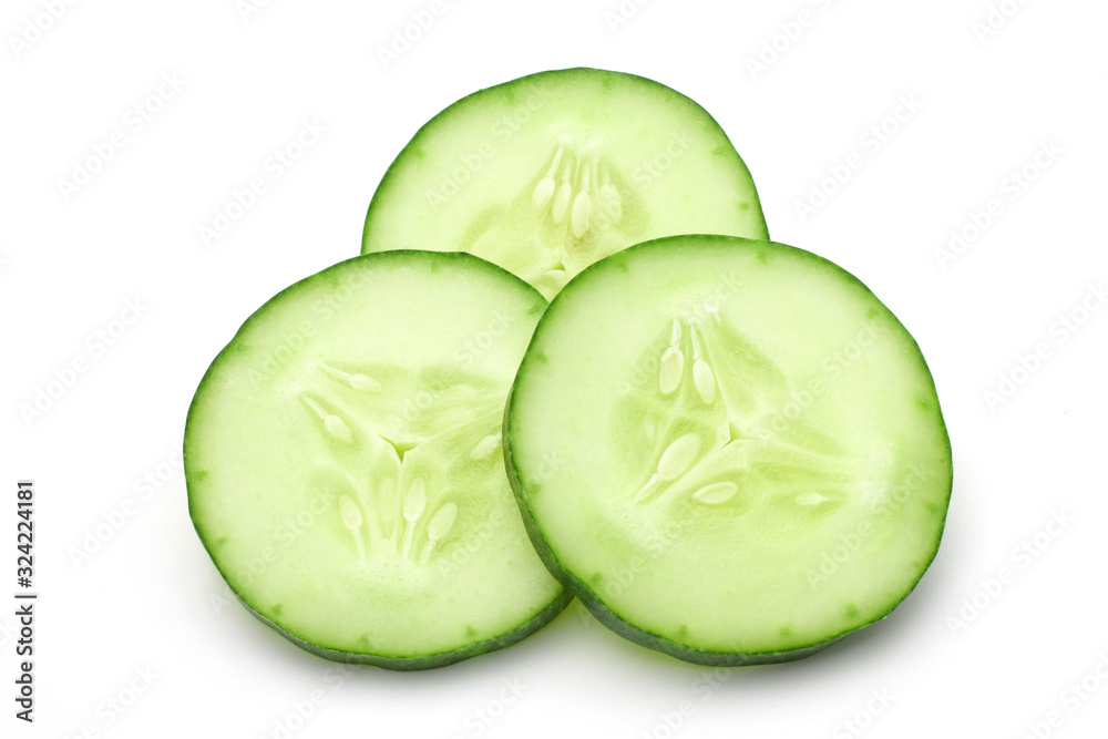 slices of cucumber isolated on white background. slices of cucumber isolated on white background.