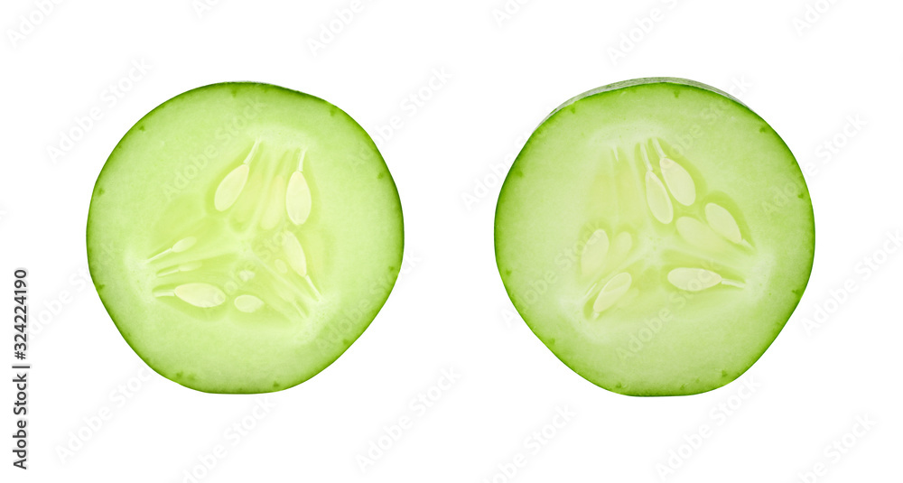 Set of sliced cucumbers on a white background. Set of sliced cucumbers on a white background.