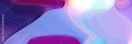 surreal designed horizontal banner with light pastel purple, purple and midnight blue colors. dynamic curved lines with fluid flowing waves and curves