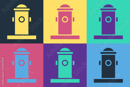 Pop art Fire hydrant icon isolated on color background. Vector Illustration