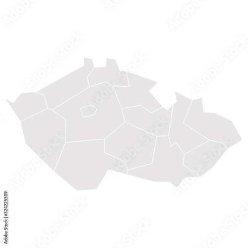 Map of Czech Republic divided into administrative regions. Blank map in grey. Vector illustration