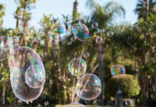 Soap bubbles in Plaza de la Marina de Malaga
