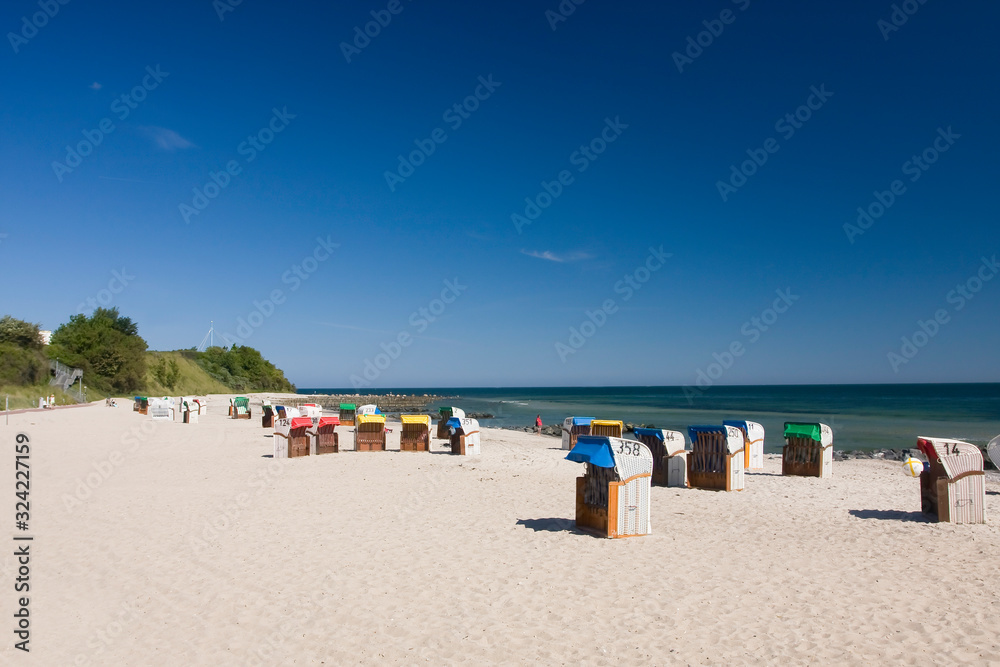 Coast and beach, Baltic resort Hohwacht, Hohwachter Bucht bay, Baltic Coast, Schleswig-Holstein, Germany, Europe