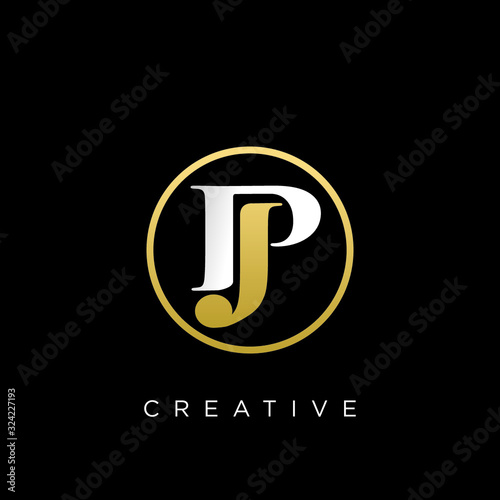 pj or jp logo design vector icon