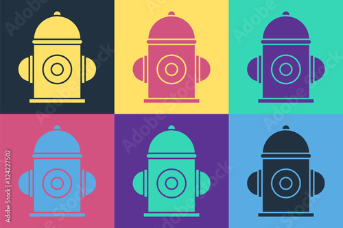 Pop art Fire hydrant icon isolated on color background. Vector Illustration