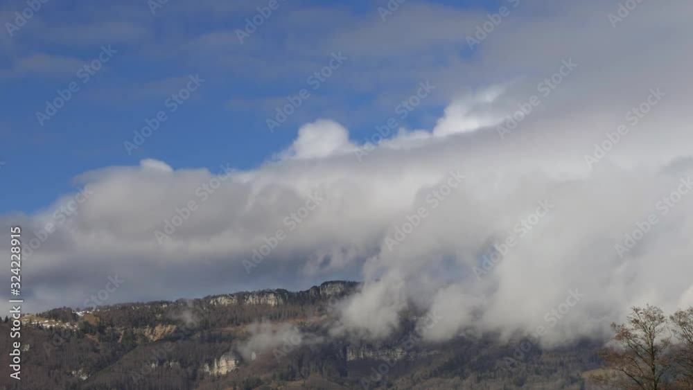 Time lapse of white clouds in motion above high mountains during sunny day
Time lapse of white clouds in motion above high mountains during sunny day