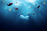 garbage in the ocean, an idea, conceptual images for the environmental awareness.
