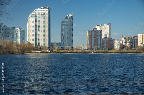 Housing estate on the opposite side of the river.