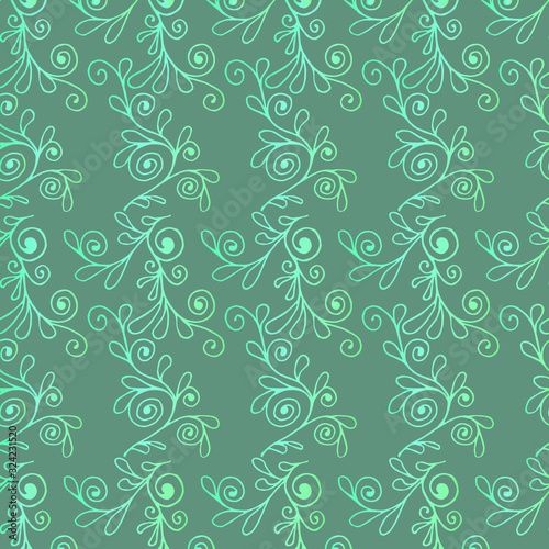cute curls twigs vector illustration seamless pattern