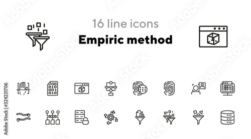 Empiric method line icon set. Fingerprint, data safety, face detection. Modern technology concept. Can be used for topics like data storage, app development, filter