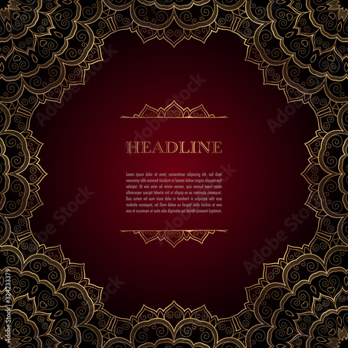 Luxury background with golden ornamental frame for greeting card, invitation or announcement