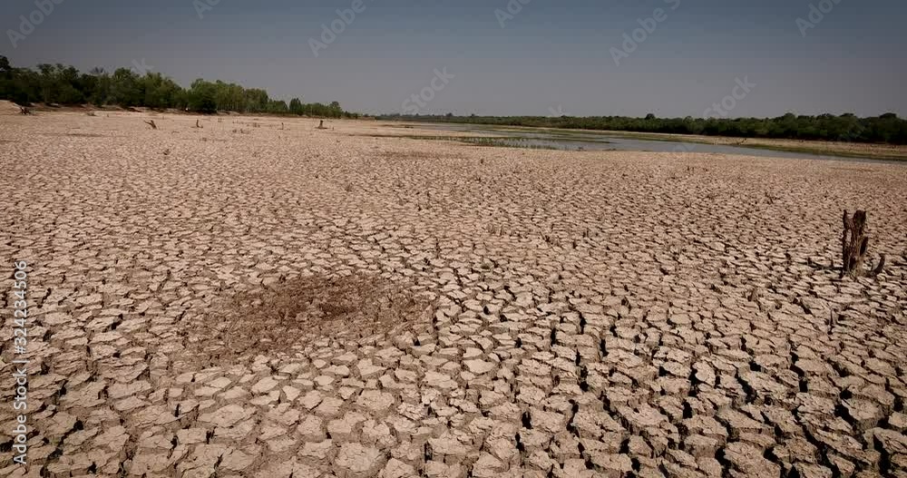Natural drought, brown or drought soil with grounding
