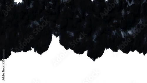 Ink in water, precart black watercolor ink slow motion transition drop on white background. Transparent transition effect, isolated, organic flow.